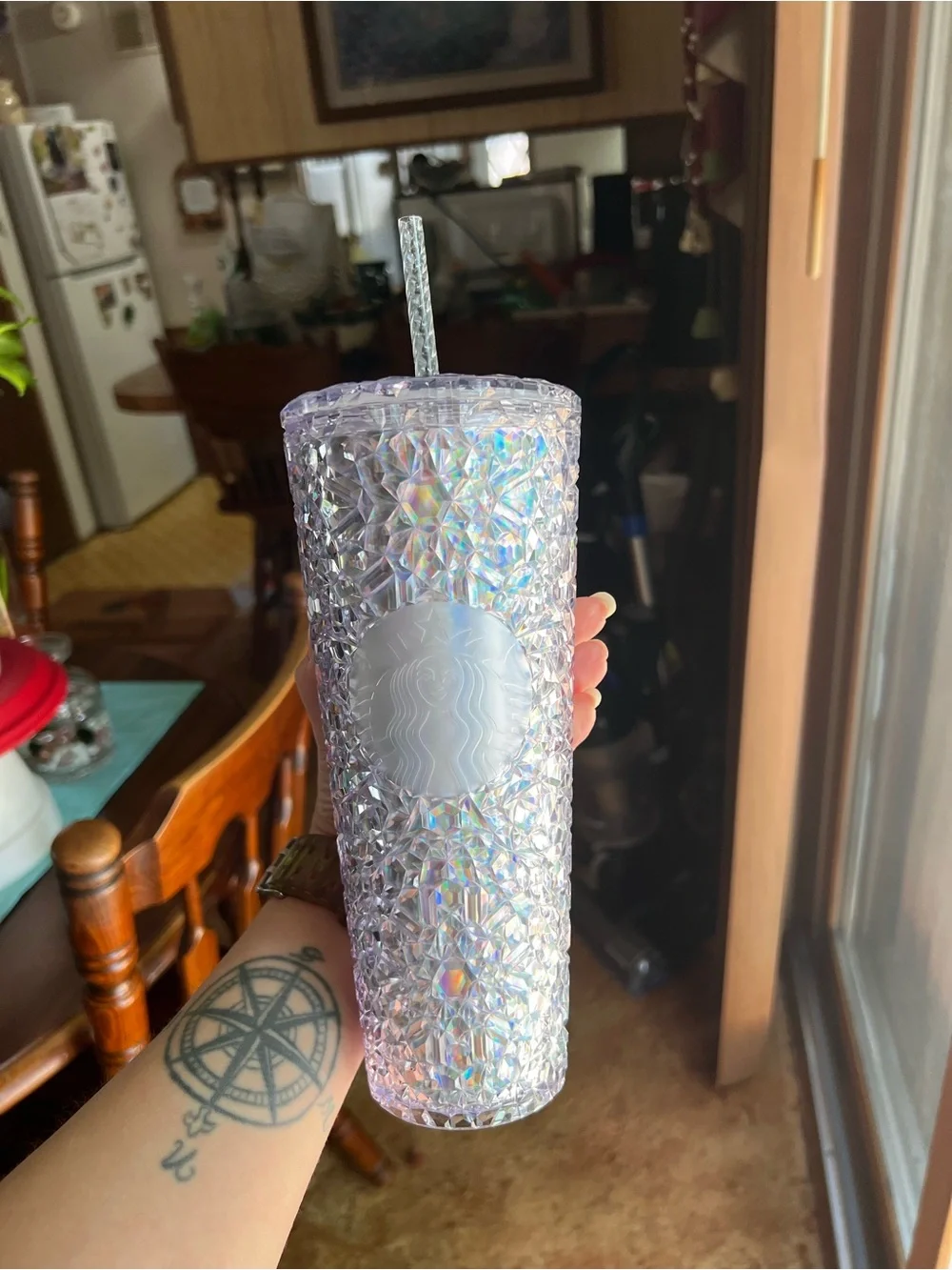 Like new Starbucks 2024 Holiday Gem Crystal Clear Iridescent Cold Tumbler 24oz.